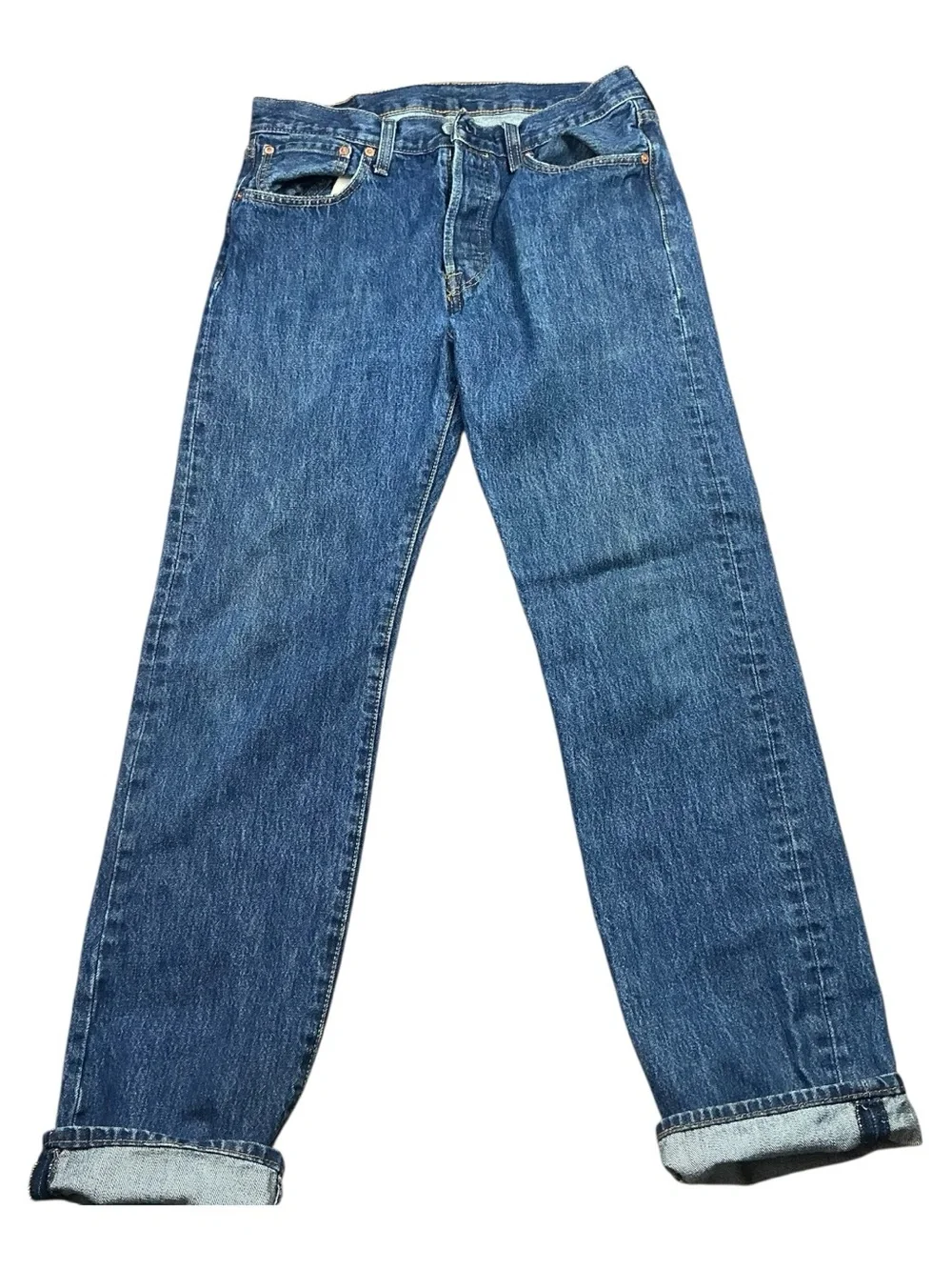 Y2K Levi’s 501 button fly medium/dark wash straight leg jeans 32 x 33